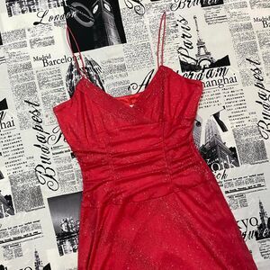 Byerwear Too Women's Pink sparkly ruched embellished midi dress y2k vintage prom